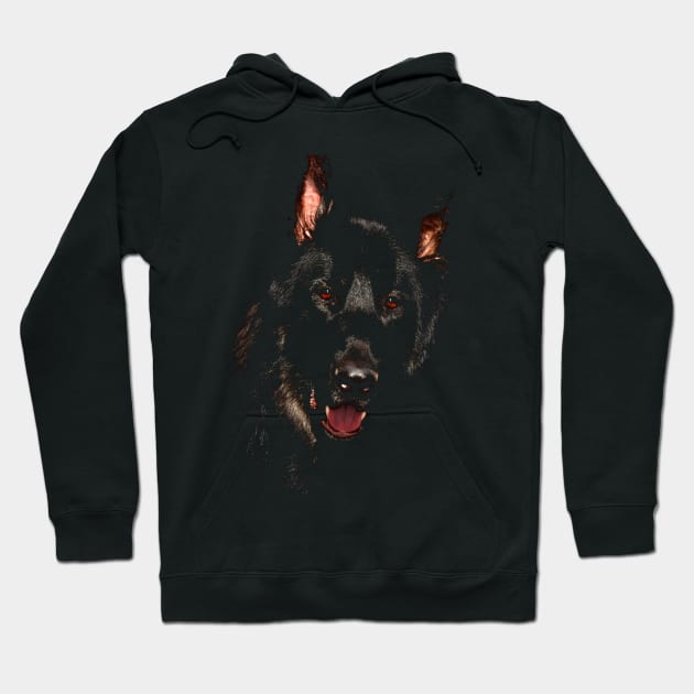 german shepherd, black shirt Hoodie by hottehue